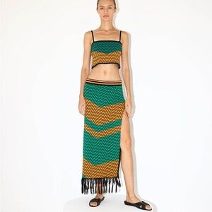 Dodo bar Or Nala Green and Orange Patterned Skirt